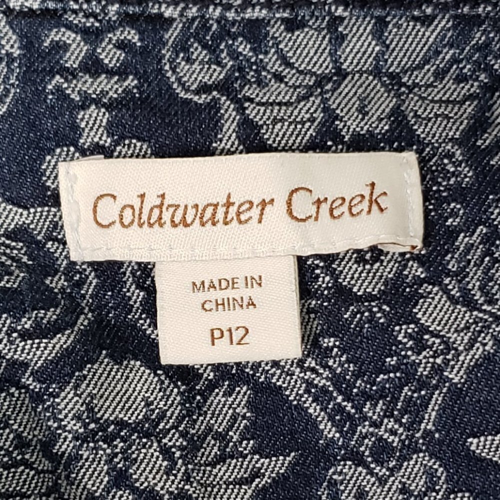 Coldwater Creek Floral Print Denim Trucker Jacket Women's Size P12 - Picture 4 of 4
